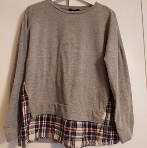 Shein Gray and Plaid Sweatshirt